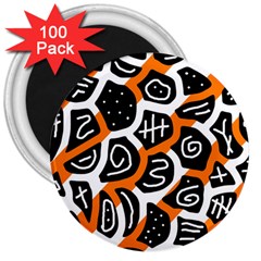 Orange Playful Design 3  Magnets (100 Pack) by Valentinaart