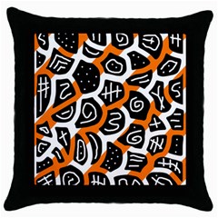 Orange Playful Design Throw Pillow Case (black) by Valentinaart