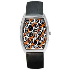 Orange Playful Design Barrel Style Metal Watch by Valentinaart