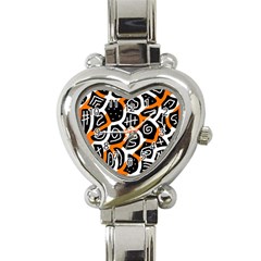 Orange Playful Design Heart Italian Charm Watch by Valentinaart