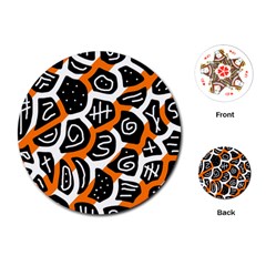 Orange Playful Design Playing Cards (round)  by Valentinaart