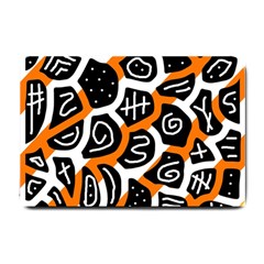 Orange Playful Design Small Doormat  by Valentinaart