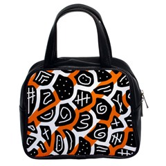 Orange Playful Design Classic Handbags (2 Sides) by Valentinaart