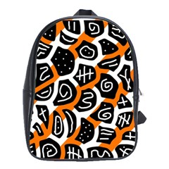 Orange Playful Design School Bags(large)  by Valentinaart