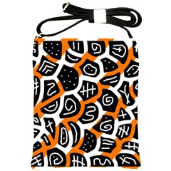 Orange Playful Design Shoulder Sling Bags by Valentinaart