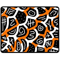 Orange Playful Design Fleece Blanket (medium)  by Valentinaart