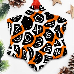 Orange Playful Design Snowflake Ornament (2-side) by Valentinaart