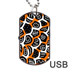 Orange Playful Design Dog Tag Usb Flash (one Side) by Valentinaart