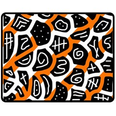 Orange Playful Design Double Sided Fleece Blanket (medium)  by Valentinaart