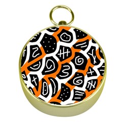 Orange Playful Design Gold Compasses by Valentinaart