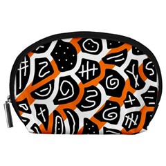 Orange Playful Design Accessory Pouches (large)  by Valentinaart