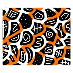 Orange Playful Design Double Sided Flano Blanket (small)  by Valentinaart