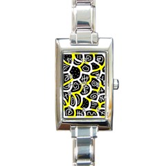 Yellow Playful Design Rectangle Italian Charm Watch by Valentinaart