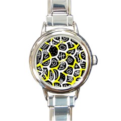 Yellow Playful Design Round Italian Charm Watch by Valentinaart