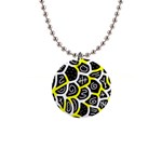 Yellow playful design Button Necklaces Front