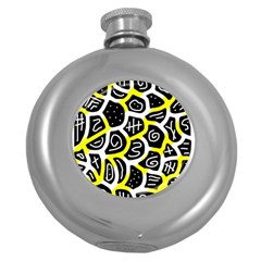 Yellow Playful Design Round Hip Flask (5 Oz) by Valentinaart