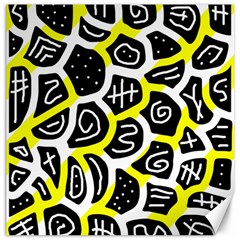 Yellow Playful Design Canvas 12  X 12   by Valentinaart