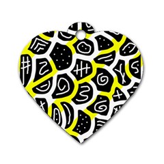 Yellow Playful Design Dog Tag Heart (one Side) by Valentinaart