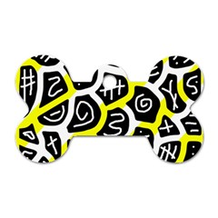 Yellow Playful Design Dog Tag Bone (two Sides) by Valentinaart