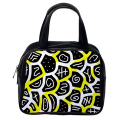 Yellow Playful Design Classic Handbags (one Side) by Valentinaart