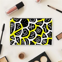 Yellow Playful Design Cosmetic Bag (medium)  by Valentinaart