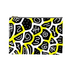 Yellow Playful Design Cosmetic Bag (large)  by Valentinaart