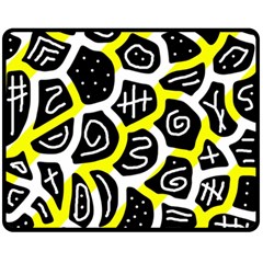 Yellow Playful Design Fleece Blanket (medium)  by Valentinaart