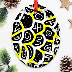 Yellow Playful Design Ornament (oval Filigree)  by Valentinaart