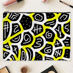 Yellow Playful Design Cosmetic Bag (xxxl)  by Valentinaart