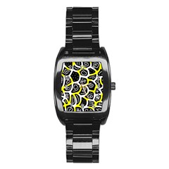 Yellow Playful Design Stainless Steel Barrel Watch by Valentinaart