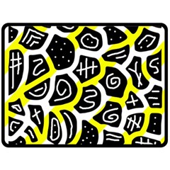 Yellow Playful Design Double Sided Fleece Blanket (large)  by Valentinaart