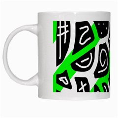 Green Playful Design White Mugs by Valentinaart