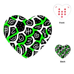 Green Playful Design Playing Cards (heart)  by Valentinaart