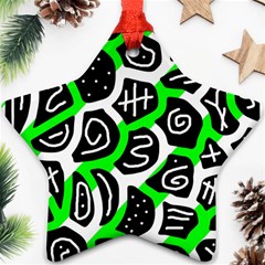 Green Playful Design Star Ornament (two Sides)  by Valentinaart