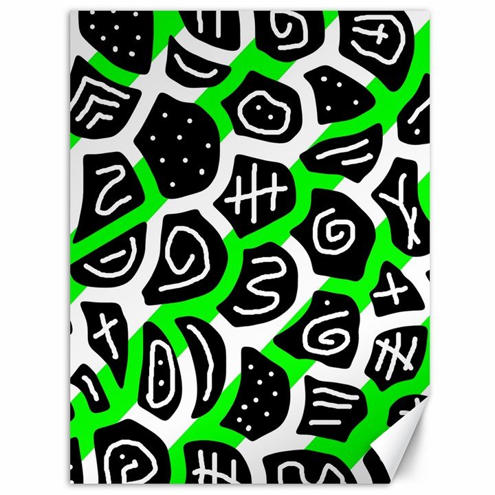 Green playful design Canvas 36  x 48  