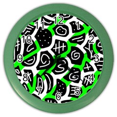 Green Playful Design Color Wall Clocks by Valentinaart