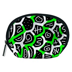 Green Playful Design Accessory Pouches (medium)  by Valentinaart