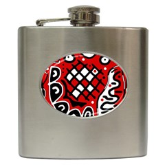 Red High Art Abstraction Hip Flask (6 Oz) by Valentinaart