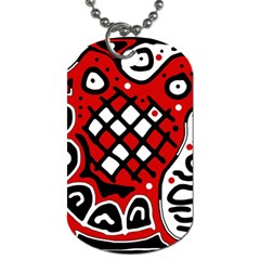 Red High Art Abstraction Dog Tag (two Sides) by Valentinaart