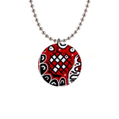 Red High Art Abstraction Button Necklaces