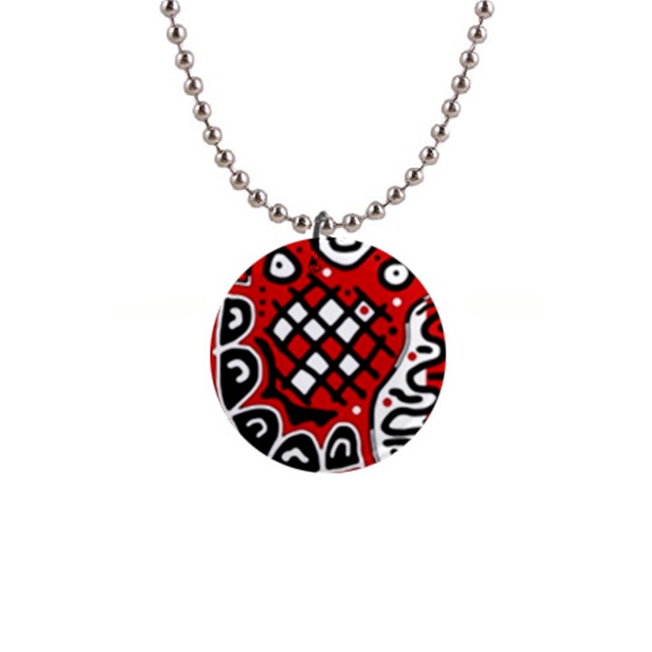 Red high art abstraction Button Necklaces