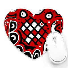 Red High Art Abstraction Heart Mousepads by Valentinaart