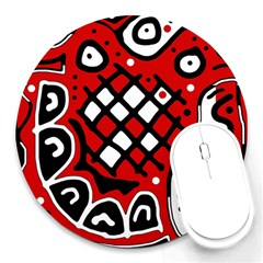 Red High Art Abstraction Round Mousepads by Valentinaart