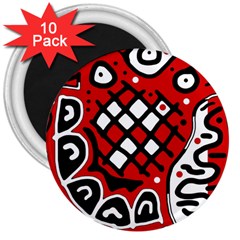 Red High Art Abstraction 3  Magnets (10 Pack)  by Valentinaart