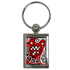 Red High Art Abstraction Key Chains (rectangle)  by Valentinaart