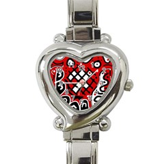 Red High Art Abstraction Heart Italian Charm Watch by Valentinaart