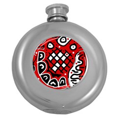 Red High Art Abstraction Round Hip Flask (5 Oz) by Valentinaart