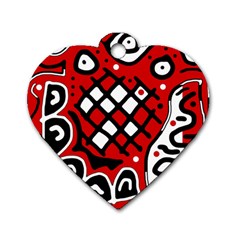 Red High Art Abstraction Dog Tag Heart (one Side) by Valentinaart