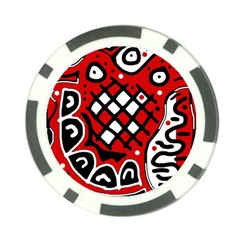 Red High Art Abstraction Poker Chip Card Guards by Valentinaart