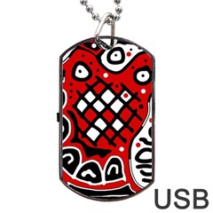 Red High Art Abstraction Dog Tag Usb Flash (two Sides)  by Valentinaart